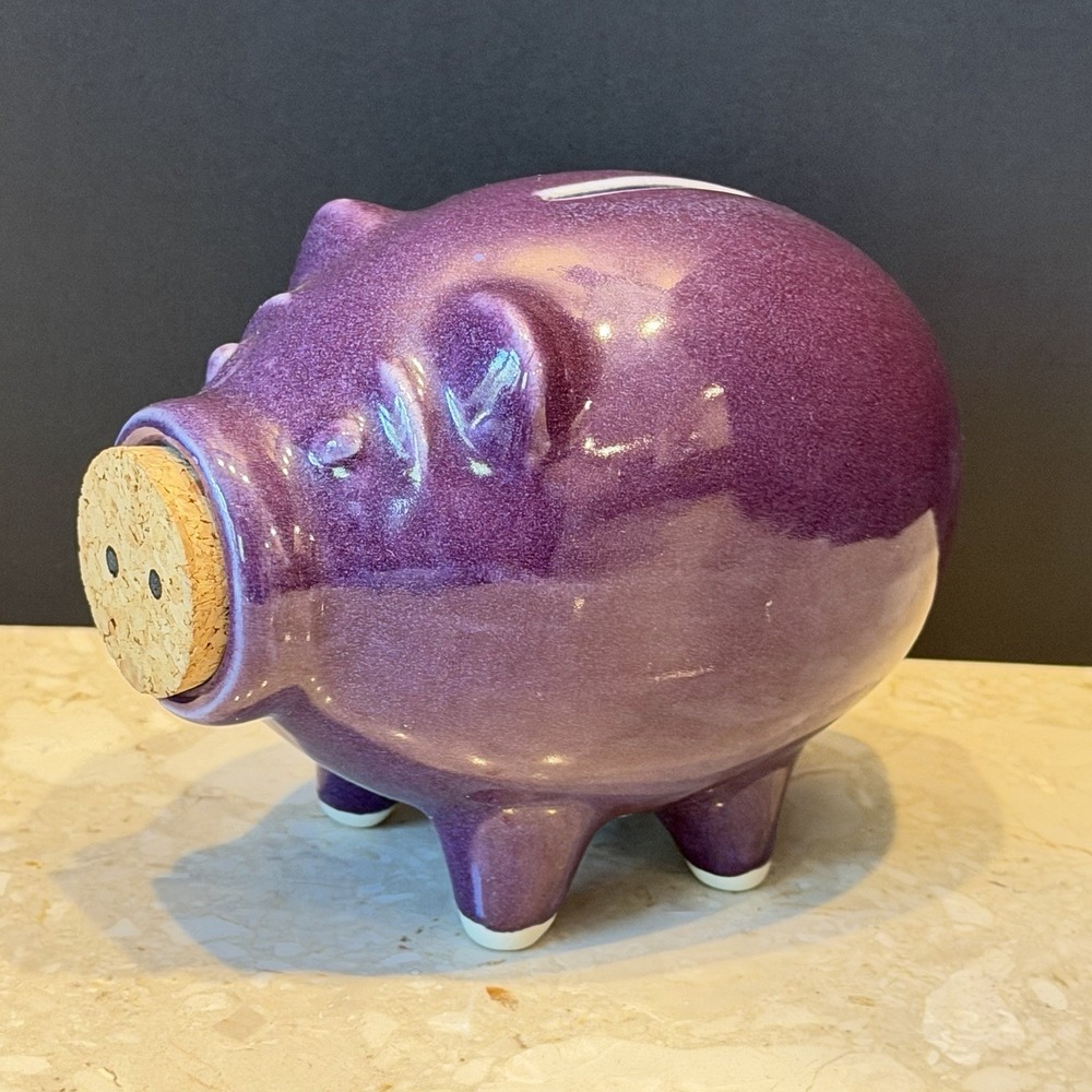 Pike Place Piggy Bank Purple Handmade Seattle WA 2011 Signed
